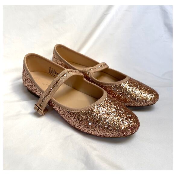 Fever Sole Pink Rose Gold Glitter Ballet Mary Janes, Soft Cushion, US 9, 40 - Picture 1 of 4